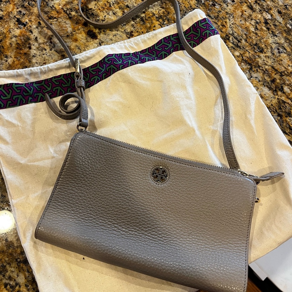 Tory Burch Gray Leather Crossbody Bag